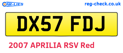 DX57FDJ are the vehicle registration plates.