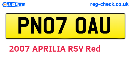 PN07OAU are the vehicle registration plates.