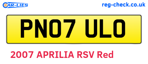 PN07ULO are the vehicle registration plates.
