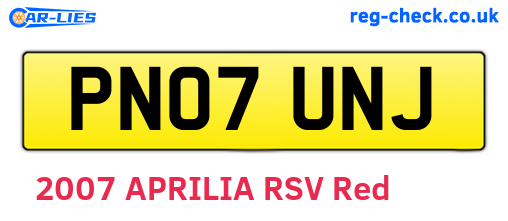 PN07UNJ are the vehicle registration plates.