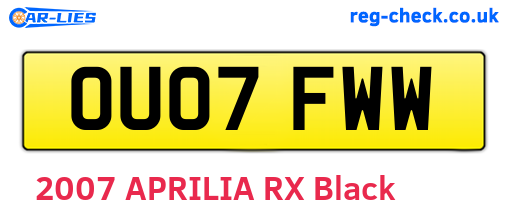 OU07FWW are the vehicle registration plates.