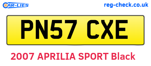 PN57CXE are the vehicle registration plates.