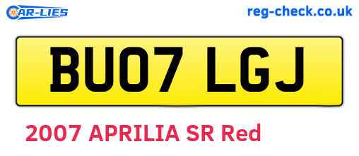 BU07LGJ are the vehicle registration plates.