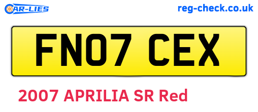 FN07CEX are the vehicle registration plates.