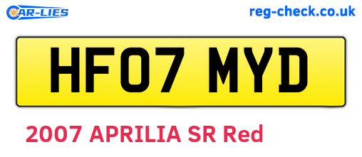 HF07MYD are the vehicle registration plates.