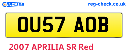 OU57AOB are the vehicle registration plates.