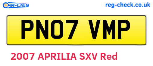 PN07VMP are the vehicle registration plates.
