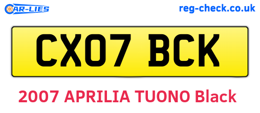 CX07BCK are the vehicle registration plates.