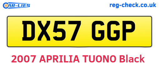 DX57GGP are the vehicle registration plates.