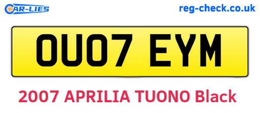 OU07EYM are the vehicle registration plates.