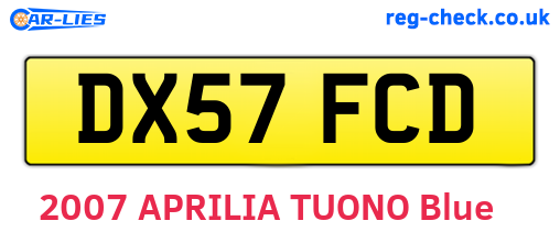 DX57FCD are the vehicle registration plates.