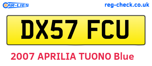 DX57FCU are the vehicle registration plates.