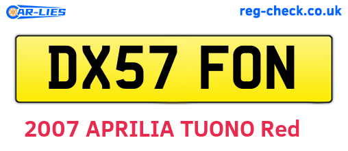 DX57FON are the vehicle registration plates.