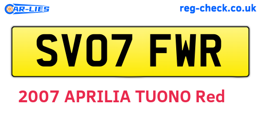 SV07FWR are the vehicle registration plates.