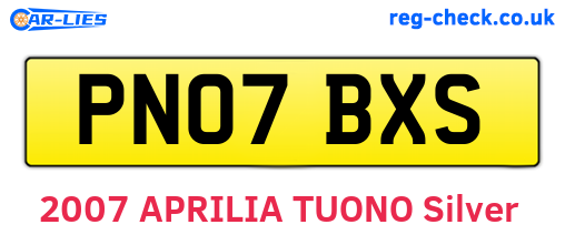 PN07BXS are the vehicle registration plates.
