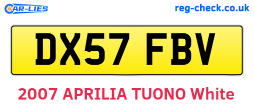 DX57FBV are the vehicle registration plates.