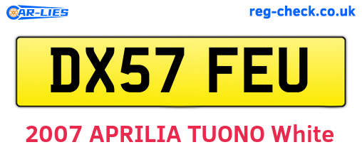 DX57FEU are the vehicle registration plates.