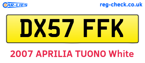 DX57FFK are the vehicle registration plates.