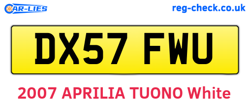 DX57FWU are the vehicle registration plates.