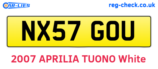 NX57GOU are the vehicle registration plates.