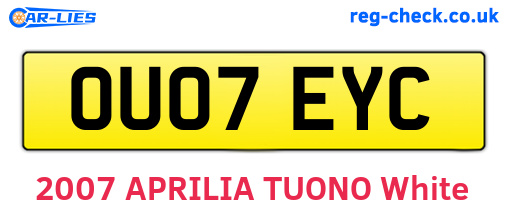 OU07EYC are the vehicle registration plates.