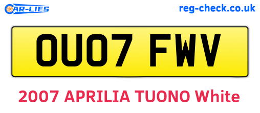 OU07FWV are the vehicle registration plates.