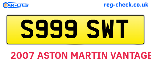 S999SWT are the vehicle registration plates.