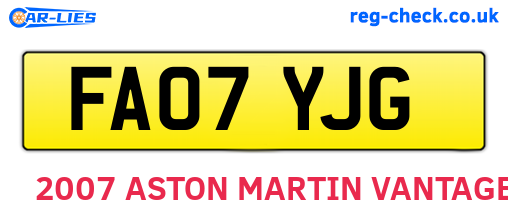 FA07YJG are the vehicle registration plates.