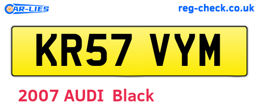 KR57VYM are the vehicle registration plates.
