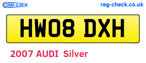 HW08DXH are the vehicle registration plates.