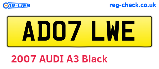 AD07LWE are the vehicle registration plates.