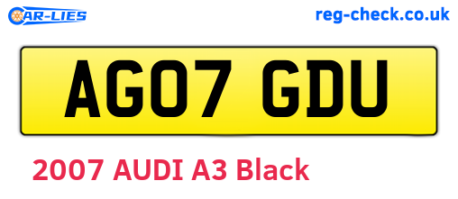 AG07GDU are the vehicle registration plates.