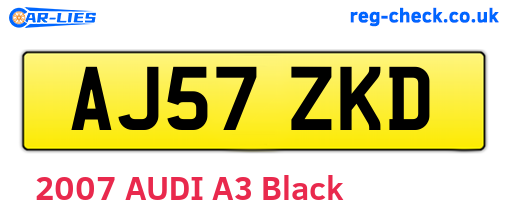 AJ57ZKD are the vehicle registration plates.