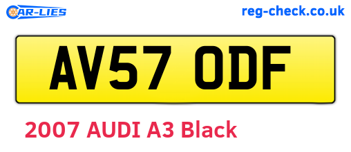 AV57ODF are the vehicle registration plates.