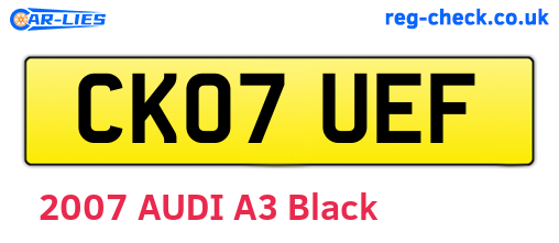 CK07UEF are the vehicle registration plates.