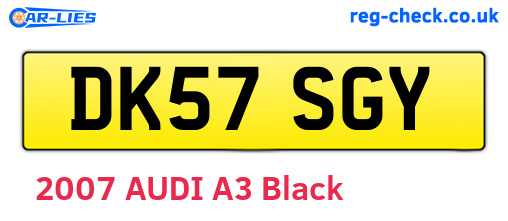 DK57SGY are the vehicle registration plates.