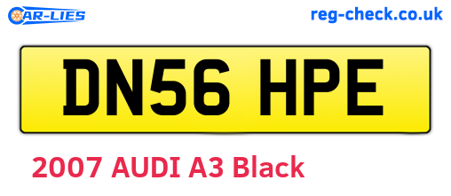 DN56HPE are the vehicle registration plates.