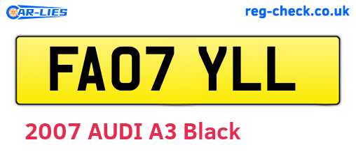 FA07YLL are the vehicle registration plates.