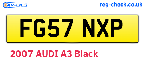 FG57NXP are the vehicle registration plates.