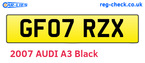 GF07RZX are the vehicle registration plates.