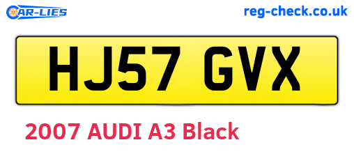 HJ57GVX are the vehicle registration plates.