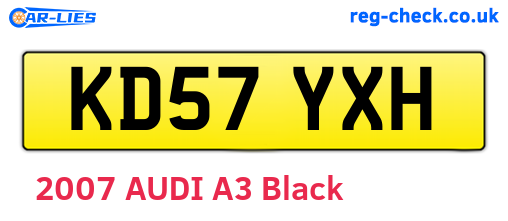 KD57YXH are the vehicle registration plates.