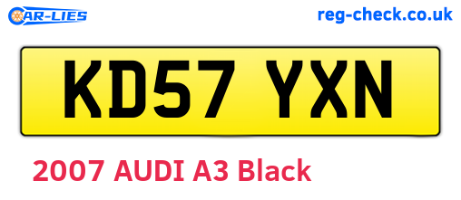 KD57YXN are the vehicle registration plates.