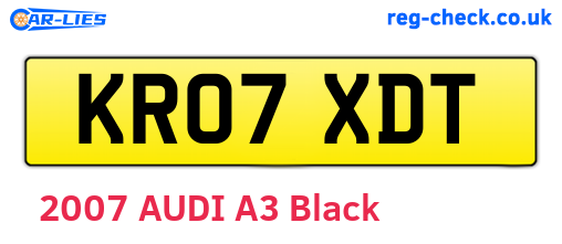 KR07XDT are the vehicle registration plates.