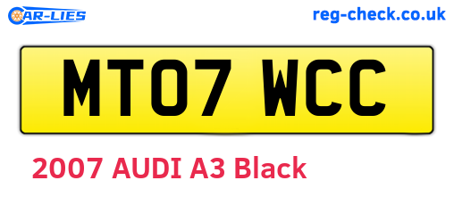 MT07WCC are the vehicle registration plates.