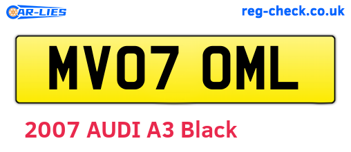 MV07OML are the vehicle registration plates.