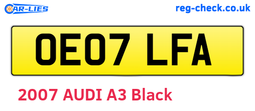 OE07LFA are the vehicle registration plates.