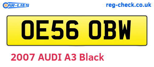 OE56OBW are the vehicle registration plates.