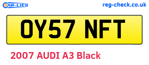 OY57NFT are the vehicle registration plates.