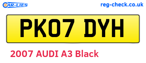 PK07DYH are the vehicle registration plates.